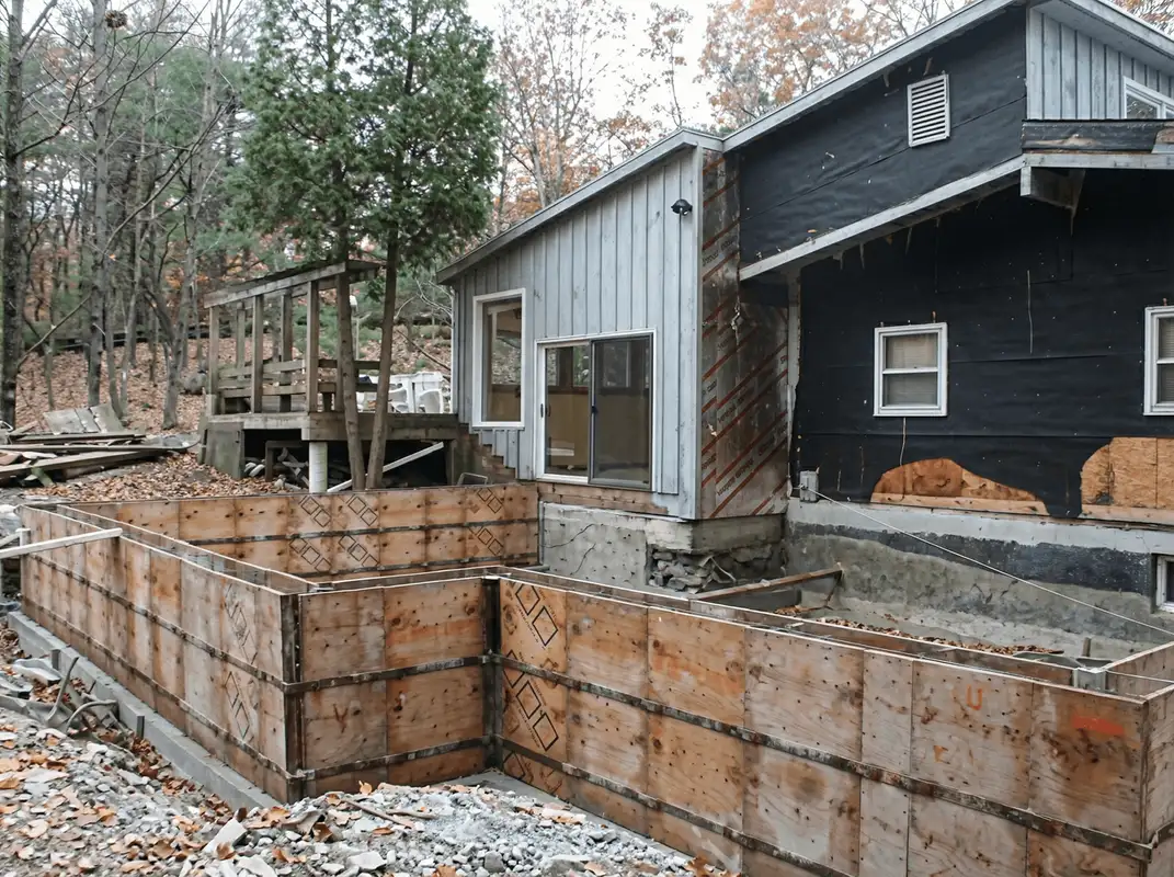Prepared site with foundation forms for home remodeling and addition project in Tuscaloosa, AL